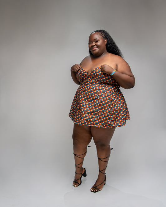 Printed Corset Babydoll Dress